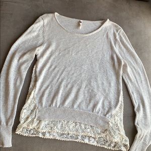 Lightweight grey sweater with lace details